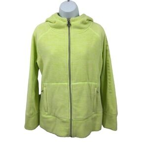 Calvin Klein Performance Womens Fleece Jacket Size M Neon Yellow Hooded Full Zip